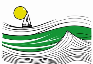 A lemon-Buoy with a green leaf-flag bobs on choppy waves tattoo idea