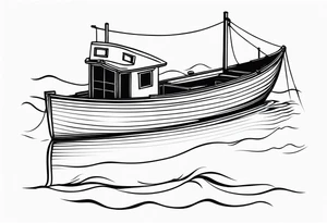 A simple vintage fishing boat tattoo idea