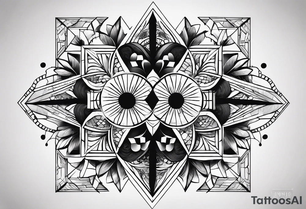 A set of geometric shapes that represent balance in life. It needs to be a small tattoo. No flowers or borders. tattoo idea