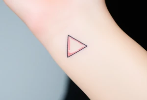 A watercoloured pink triangle, with small lining and upside down. Just the colour pink. No shapes. Just the colour pink and a small black outline tattoo idea
