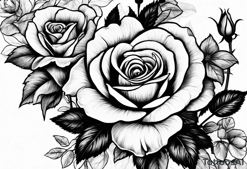 rose and violets, tattoo idea
