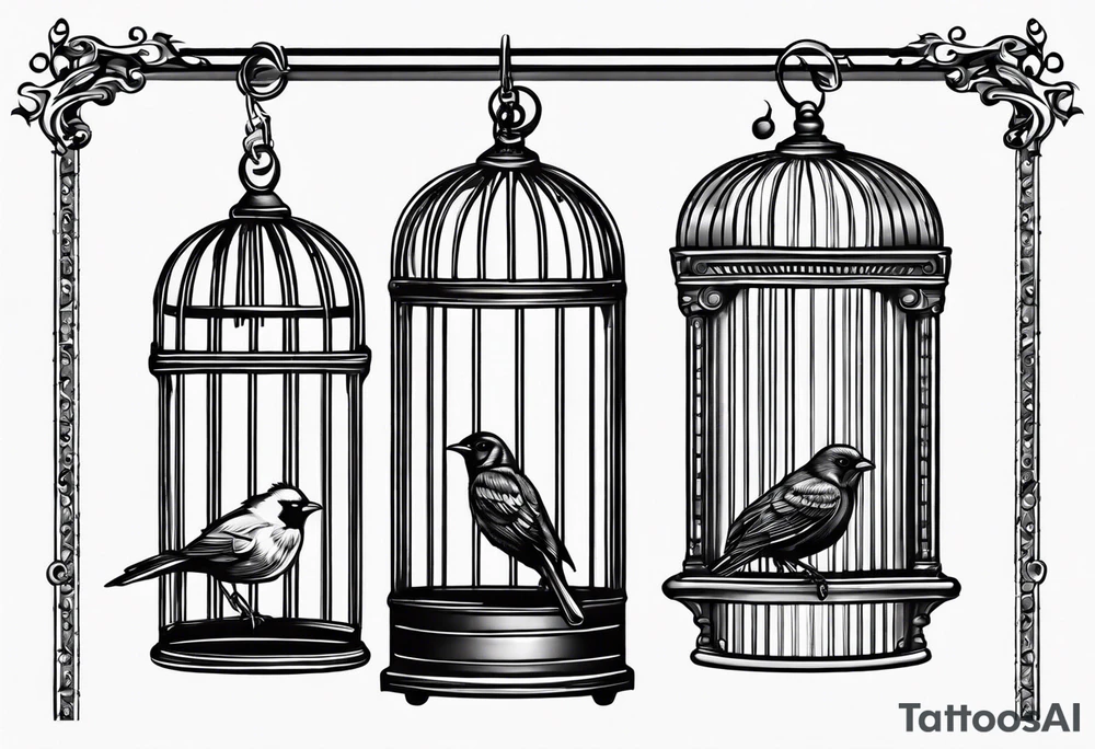 Empty Bird cage door open tattoo idea