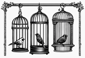 Empty Bird cage door open tattoo idea