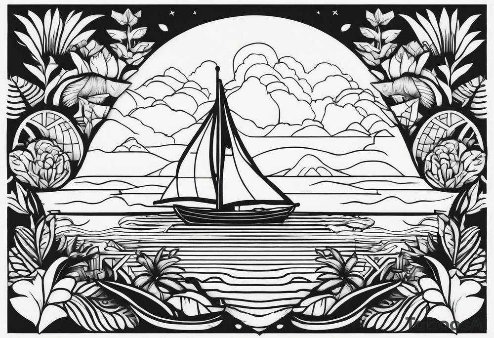 guam theme, modern, minimalist tattoo idea