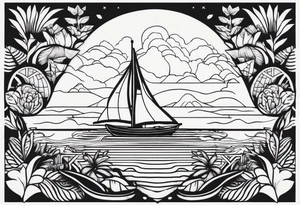 guam theme, modern, minimalist tattoo idea