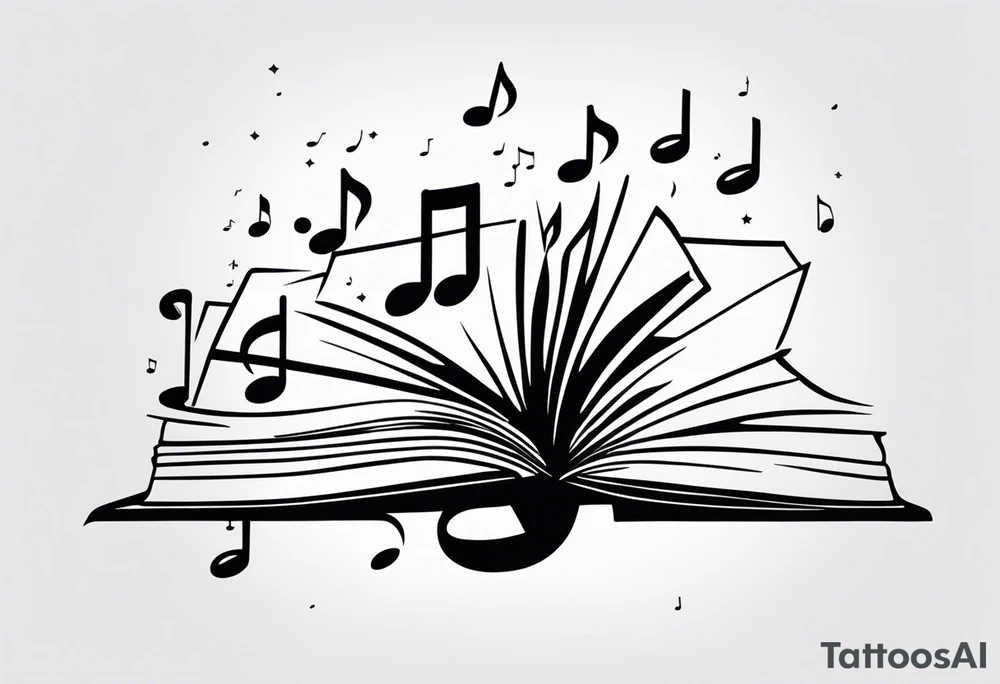 Music notes coming out of book tattoo idea
