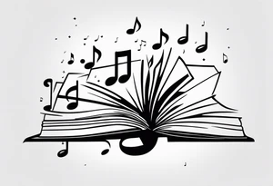 Music notes coming out of book tattoo idea