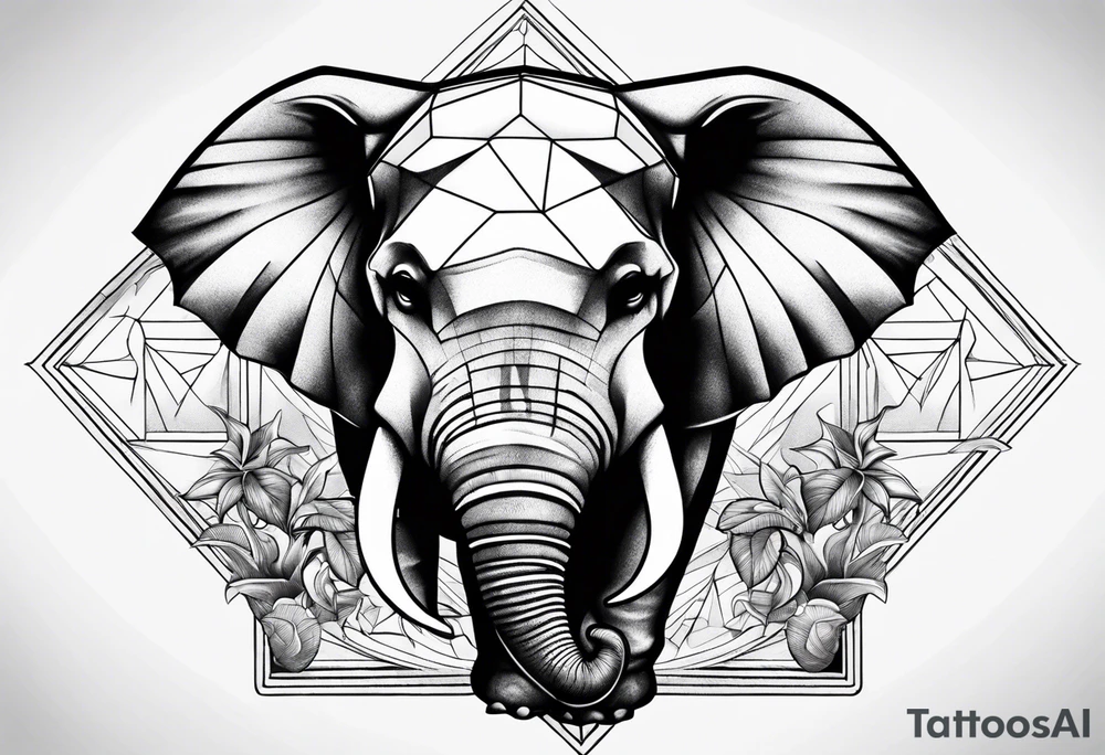 Skull with elephant, whale, rhino tattoo idea