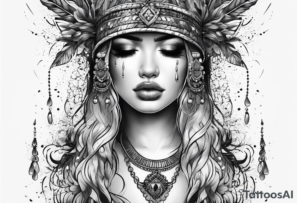crying face with tears tattoo idea