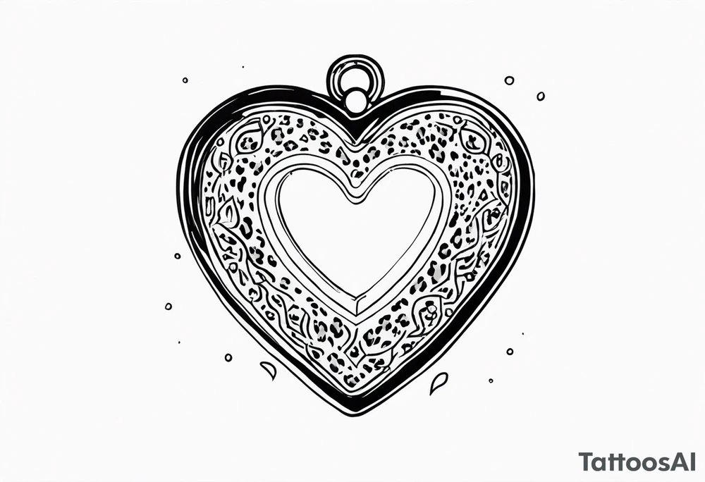 Y2K leopard heart locket on chain with safety pins tattoo idea