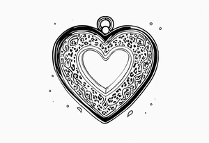 Y2K leopard heart locket on chain with safety pins tattoo idea