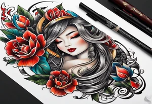 Sleeve showing Nayang text tattoo idea