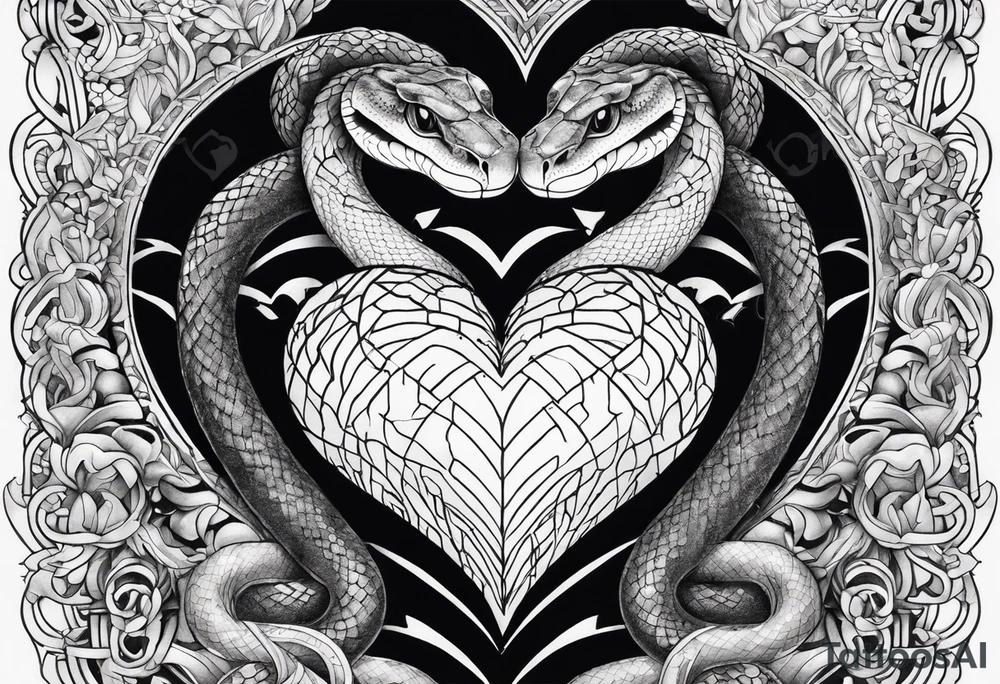 Snake wrapping and squeezing a heart tattoo idea