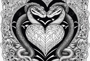 Snake wrapping and squeezing a heart tattoo idea