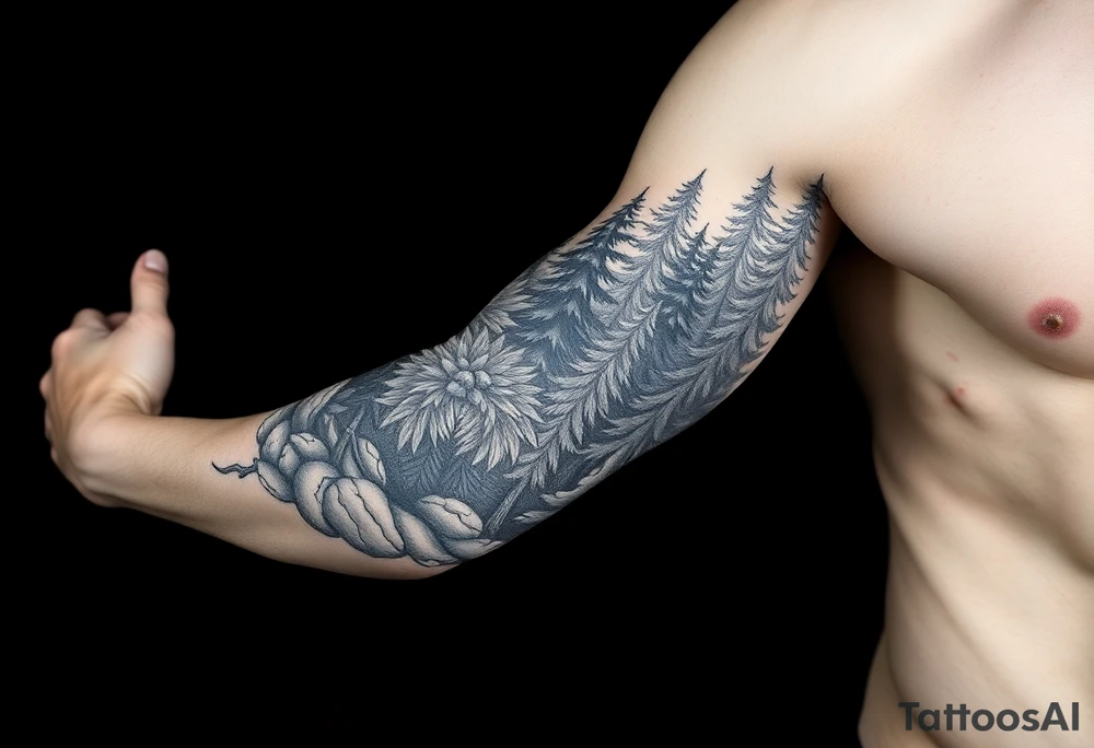 Coniferous forest forearm tattoo sleeve tattoo idea