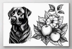 Teacher Apple and black Labrador tattoo idea