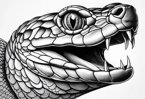 Copperhead view from above with head turned up and mouth open tattoo idea
