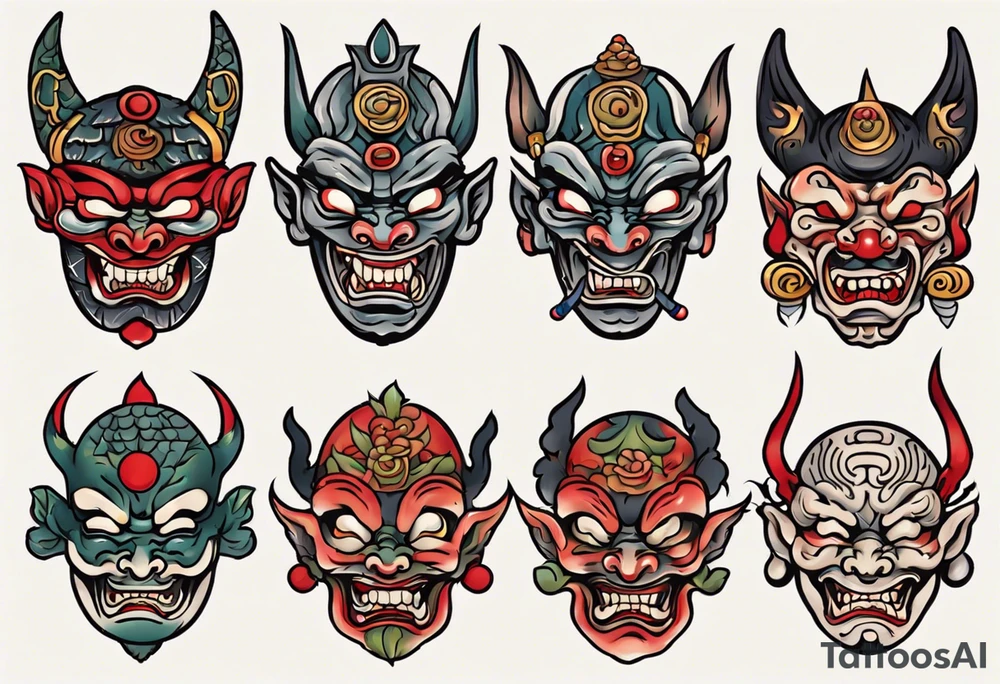 Traditional Korean Goblin mask tattoo idea