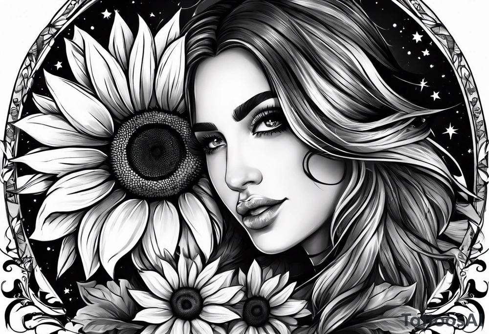 I’m a capicorn I love sunflowers, stars and set sunsets I also think a cassopiea consultation  is tired to me name starts with a W I have 3 kids 1 boy and 2 girls tattoo idea