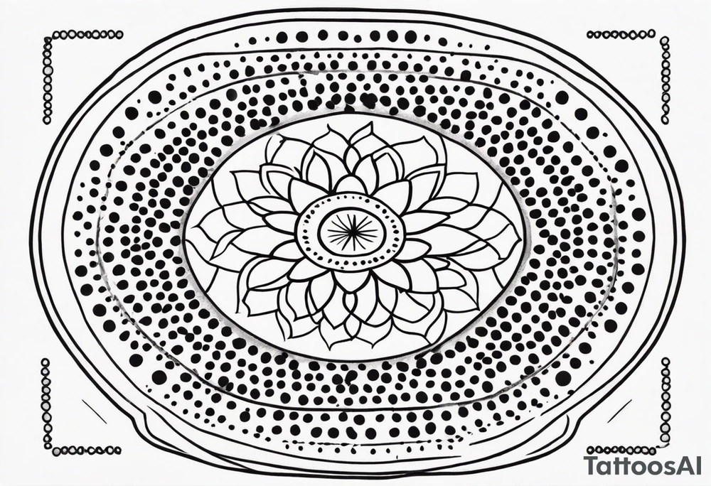 simple sunshine mandala made of black dots with circles tattoo idea