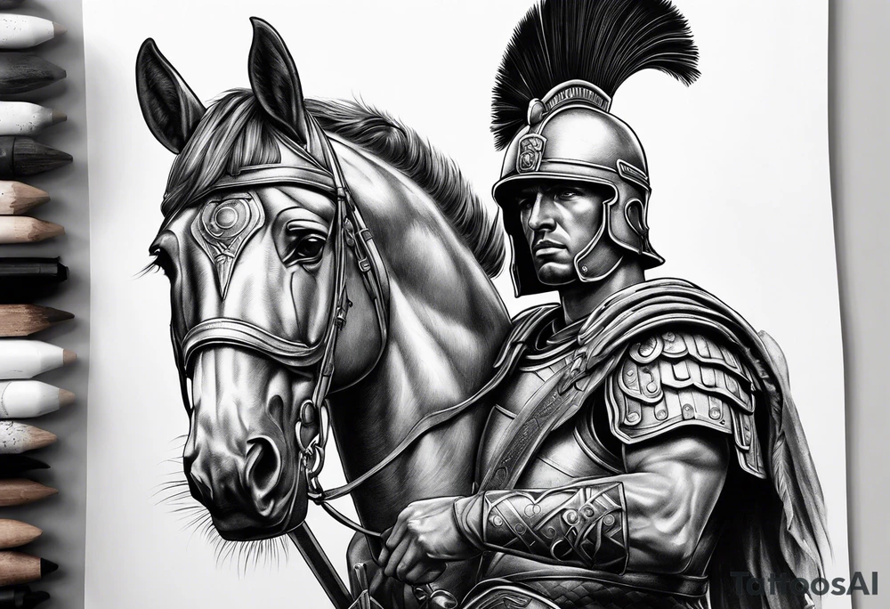 micro realism roman soldier roman art oscar akermo addiction recovery tattoo idea
