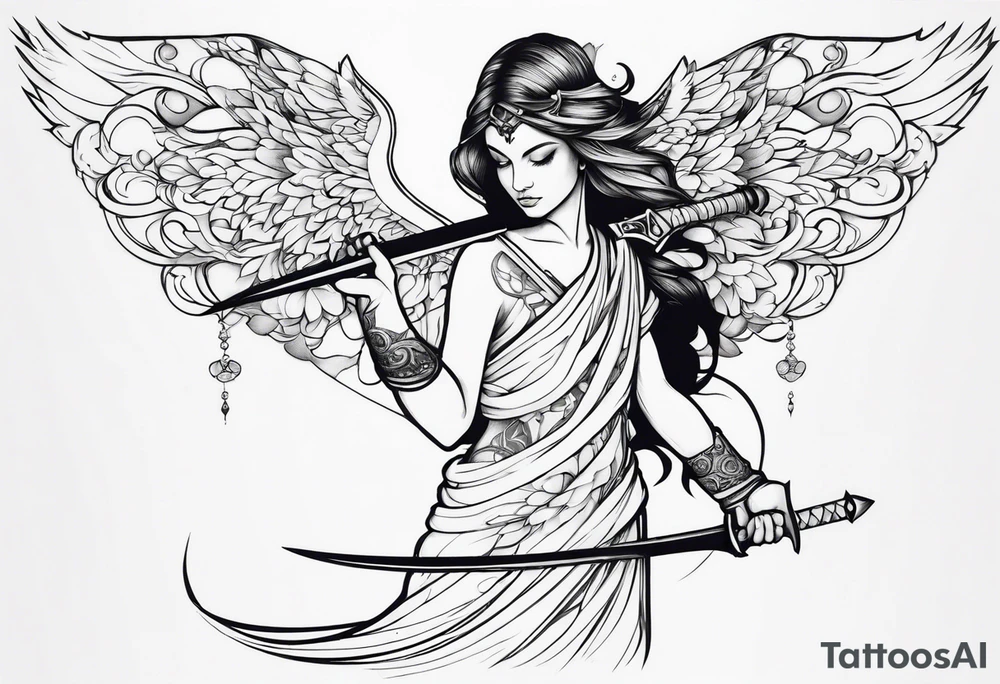 anjo com uma espada tattoo idea
