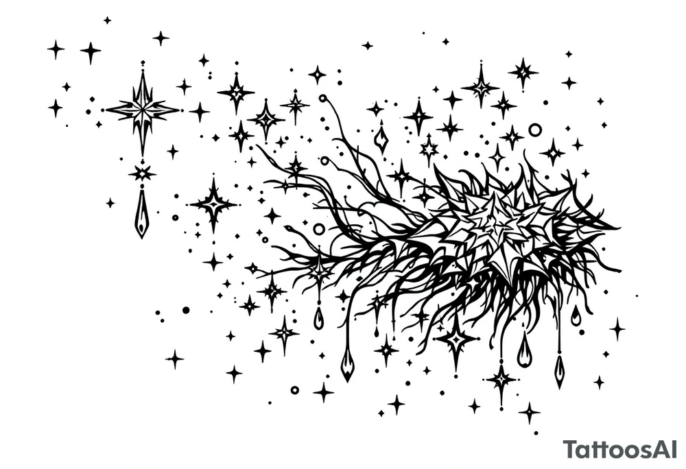 Small stars and tears background tattoo idea