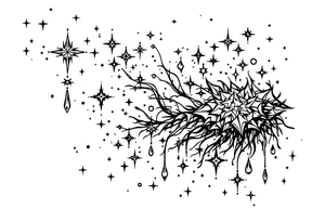 Small stars and tears background tattoo idea