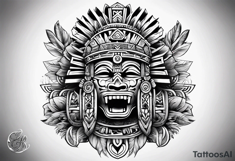aztec theme sleeve tattoo idea