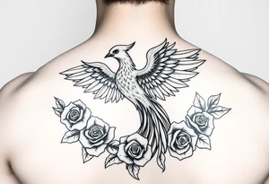 Phenix with a tail of roses tattoo idea