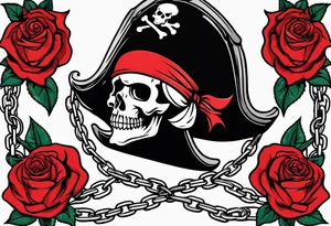 Pirate flags with chains and roses tattoo idea