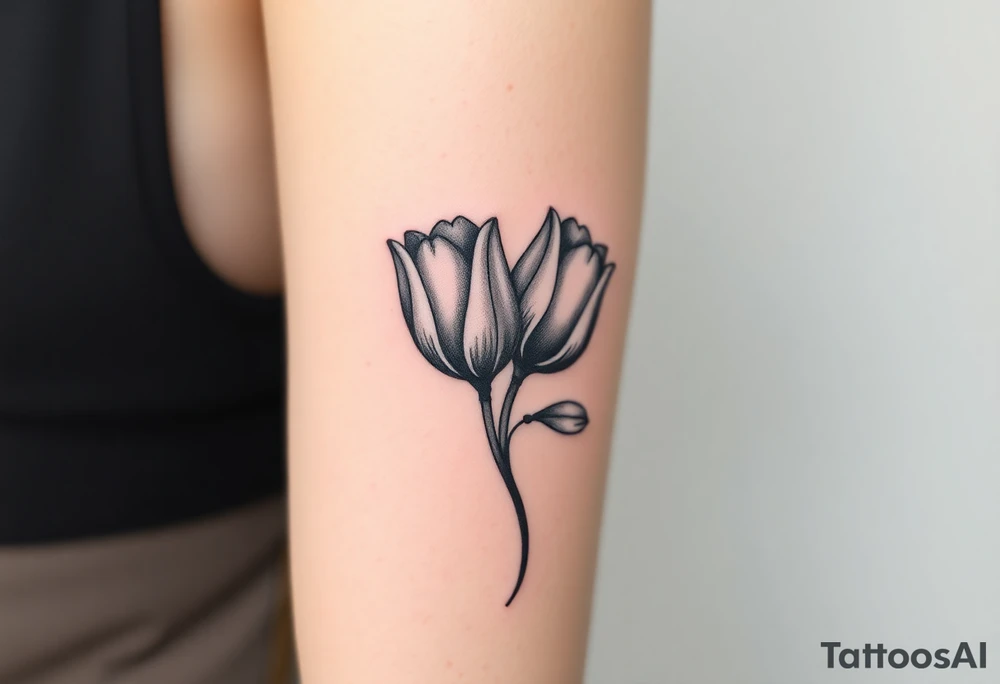 two intertwined tulips with stem tattoo idea