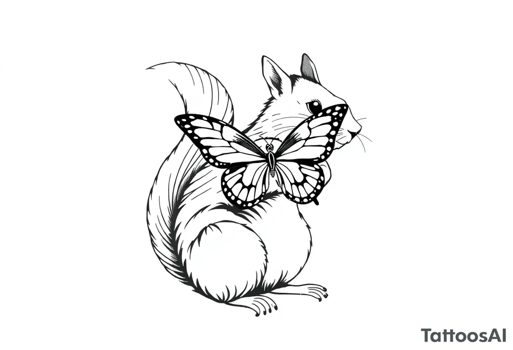 Squirrel holding butterfly tattoo idea