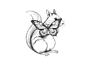 Squirrel holding butterfly tattoo idea