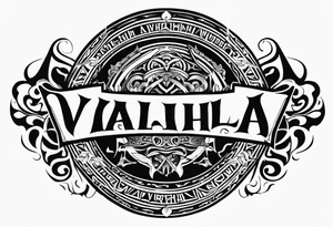 Valhalla round shield fire sword tattoo idea