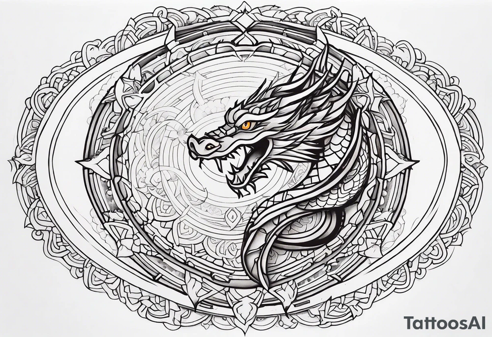 Dragon around Mandala tattoo idea