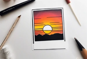 A polaroid with the image of a sunset tattoo idea