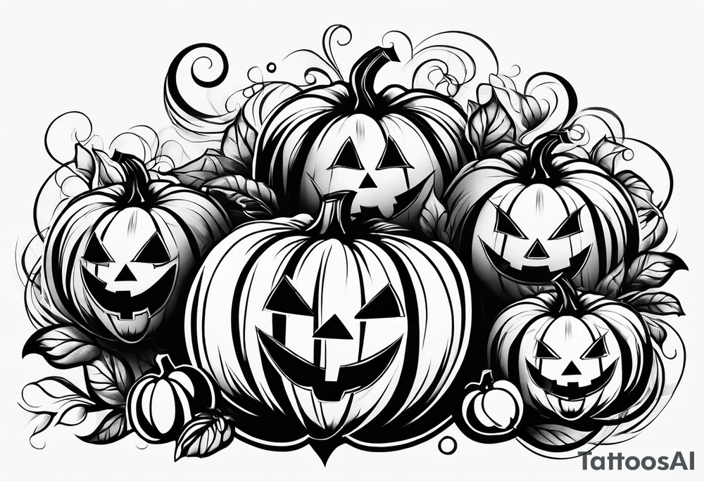scary pumpkins modern tattoo idea