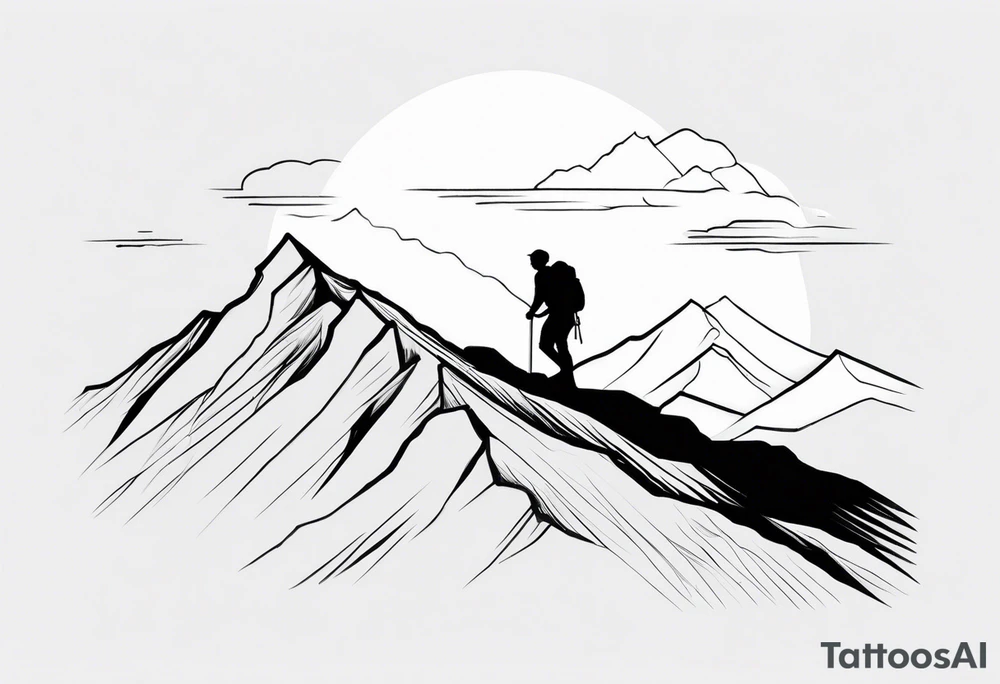 A climber ascending a steep mountain tattoo idea