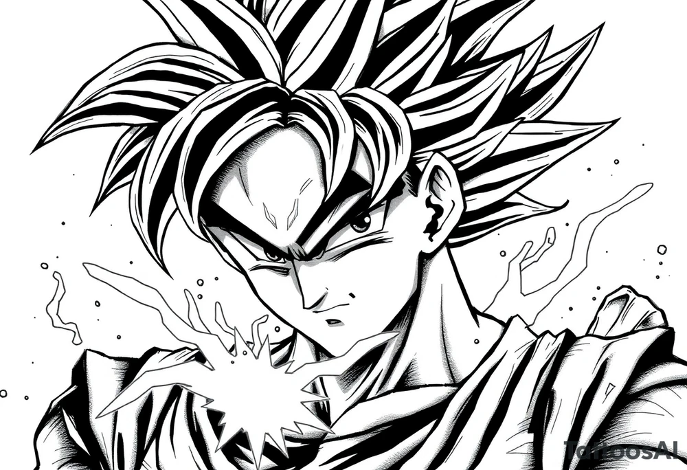 legendary dragonball z scene with energy aura and power effects tattoo idea