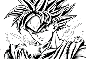 legendary dragonball z scene with energy aura and power effects tattoo idea