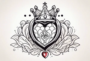 sacred heart vintage traditional tattoo oversized crown with jewels tattoo idea