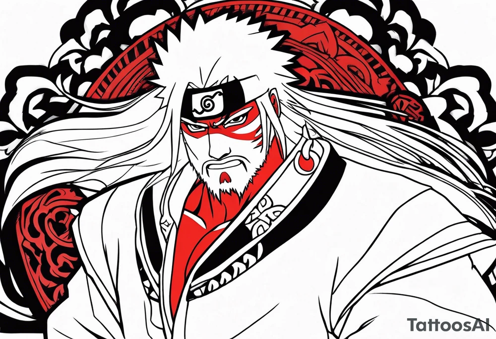 Jiraiya from naruto with red tattoo tattoo idea