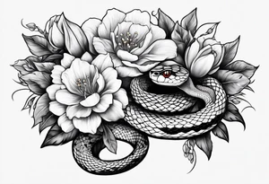 Snake and flowers to fit on shoulder blade tattoo idea