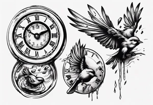 bird destroys the clock tattoo idea