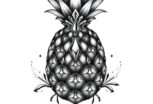 pineapple with diamonds  and magestic, crown, vagina, anus, pubic tattoo idea