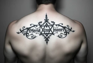 Can you please design a tattoo of an ambigram combining the phrase “memento mori” and “this shall pass” tattoo idea