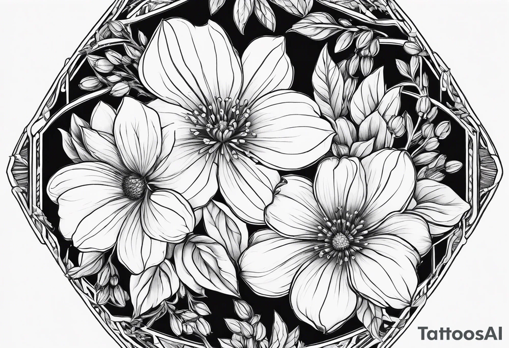 small may birth flower, december birth flower and july birth flower cluster tattoo idea