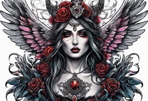 portrait of a creature angel of death tattoo idea