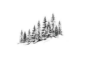 Coniferous forest trees in blackvand gray tattoo sleeve tattoo idea